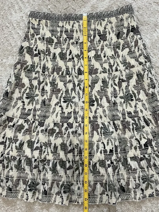 Tory Burch White Floral Tiered Pleated Midi Skirt Size 2 - Picture 9 of 14
